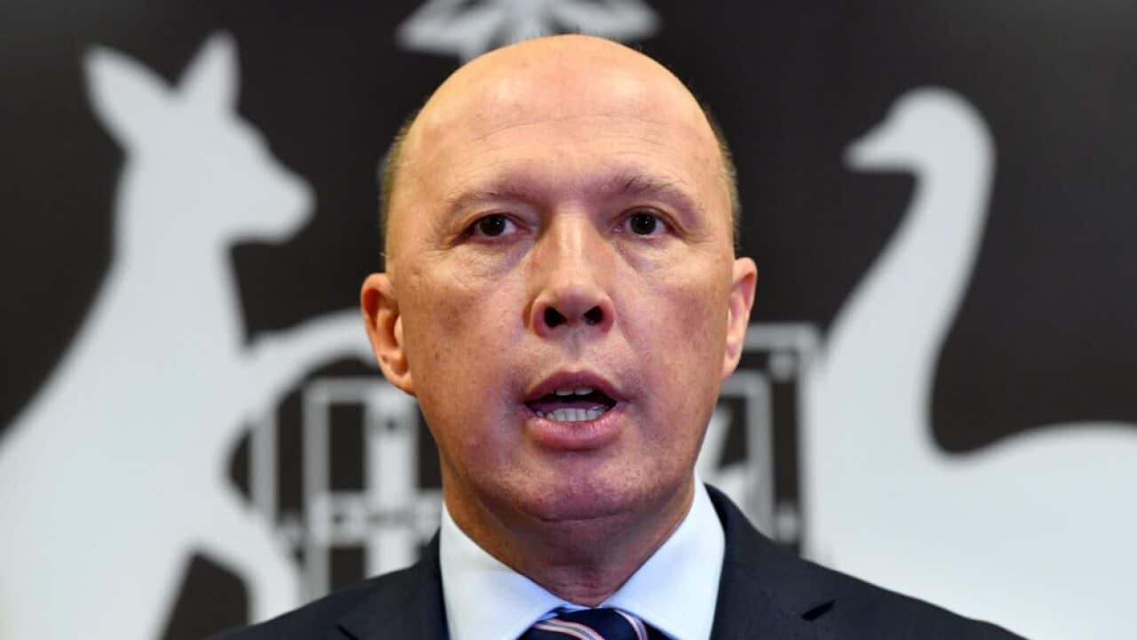 Home Affairs Minister Peter Dutton during a press conference