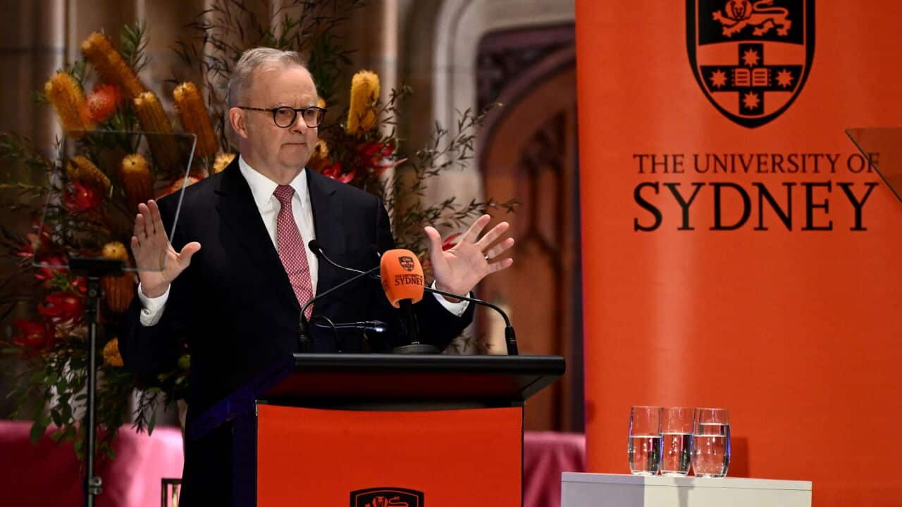 Australian Prime Minister Anthony Albanese deklivers a speech titled AI in Australia’s Interests at The University of Sydney, Wednesday, July 15, 2026. (AAP Image-Dan Himbrechts) .jpg