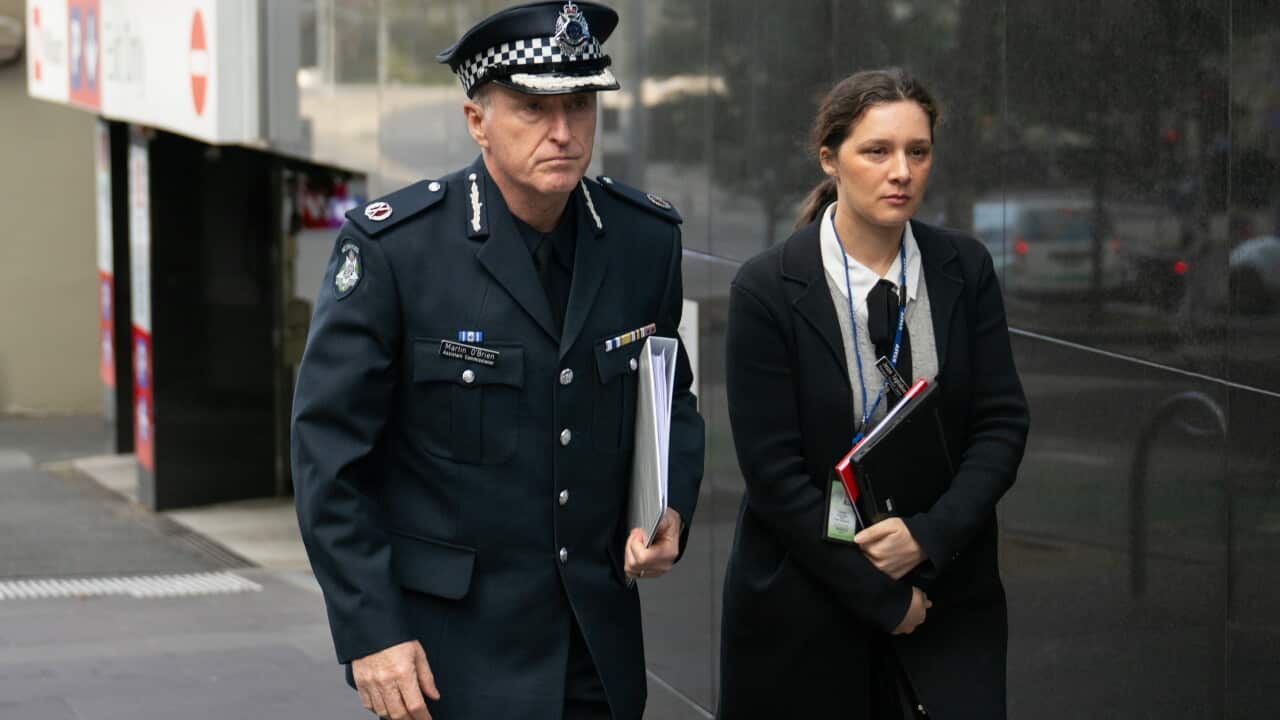 Victoria Police Assistant Commissioner Martin O'Brien arrives at the Royal Commission in Melbourne.