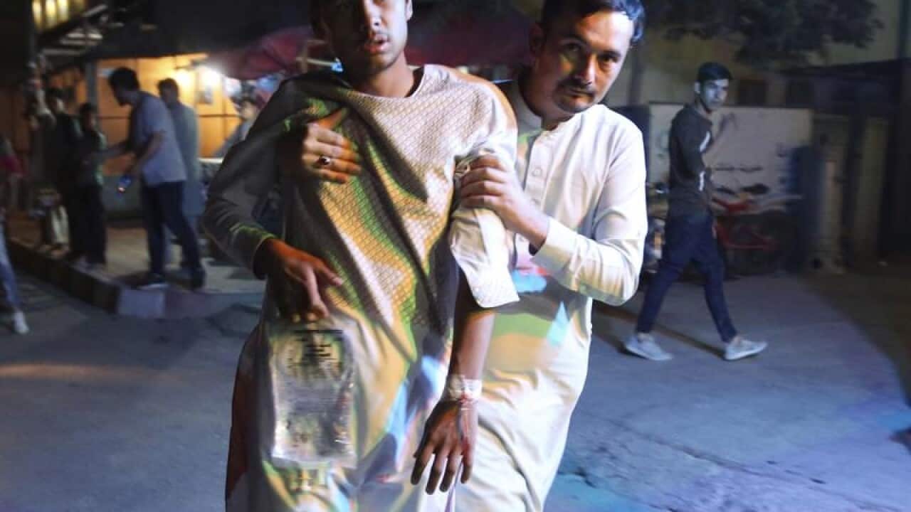 An Afghan boy who was injured in a suicide bombing