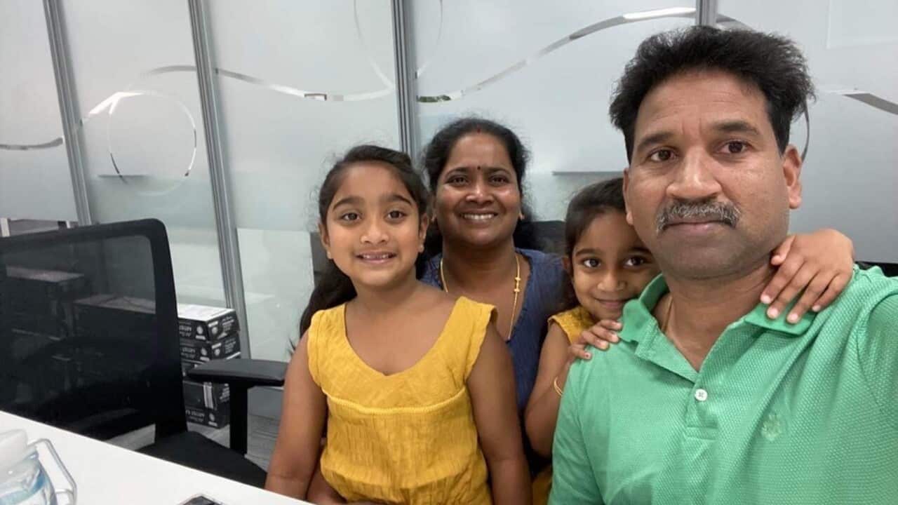 A supplied image of the Nadesalingam family processing their visa changes in Perth, Friday, May 27, 2022