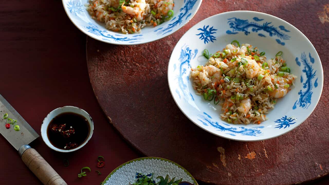 Fried rice with prawns