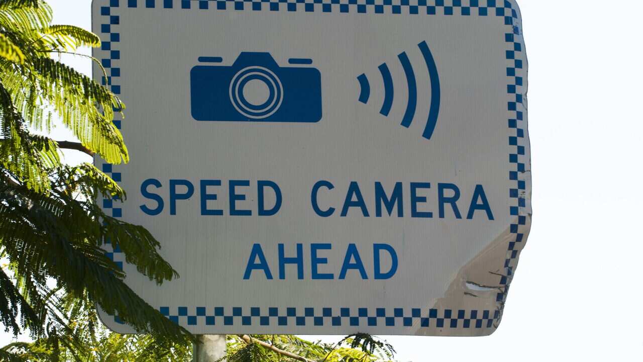 SPEED CAMERA SIGN STOCK