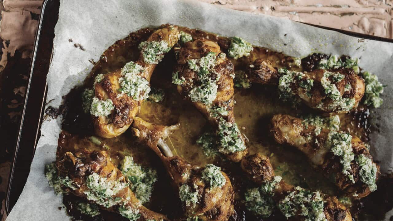 Marinated chicken with coconut lime dressing