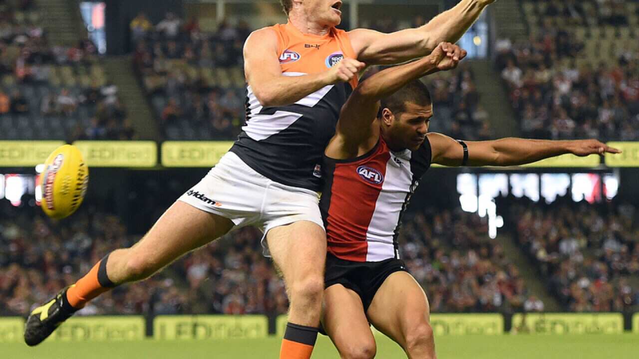 The Giants' Heath Shaw and St Kilda player Ahmed Saad