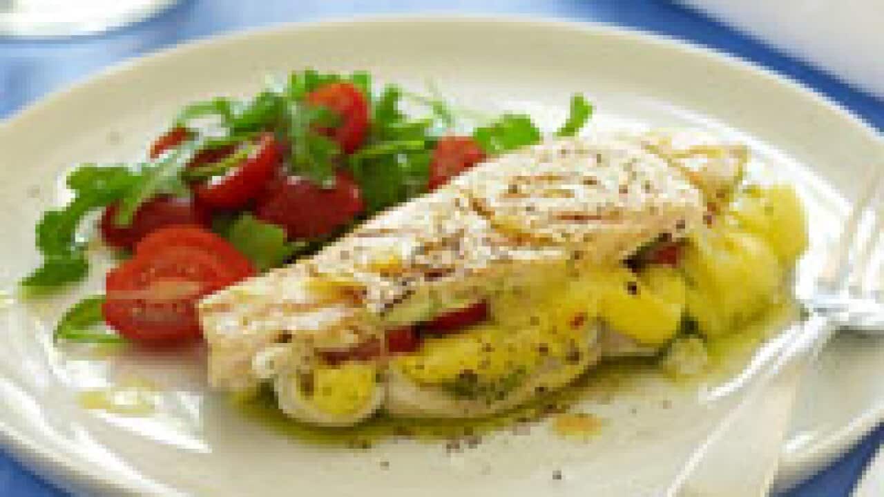 Chicken breast stuffed with mozzarella and pesto