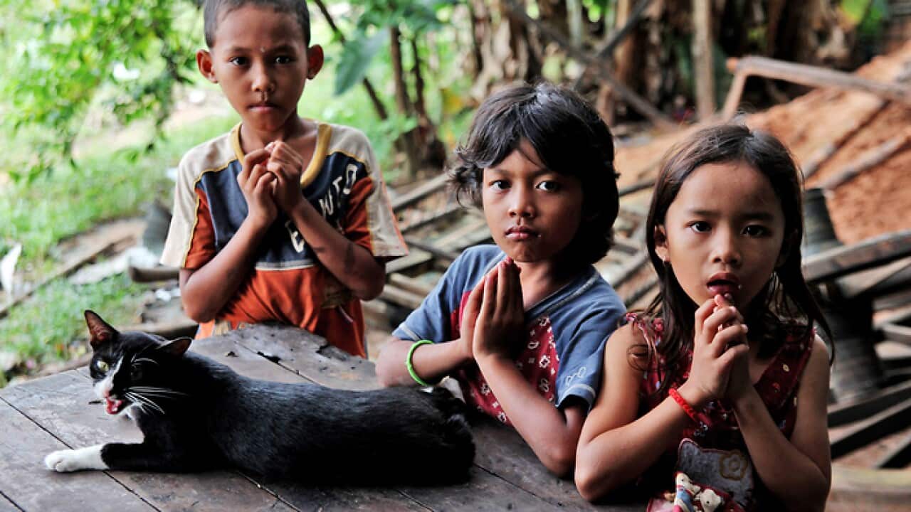 Cambodian orphans in a non-government orphanage in Siem Reap, Cambodia