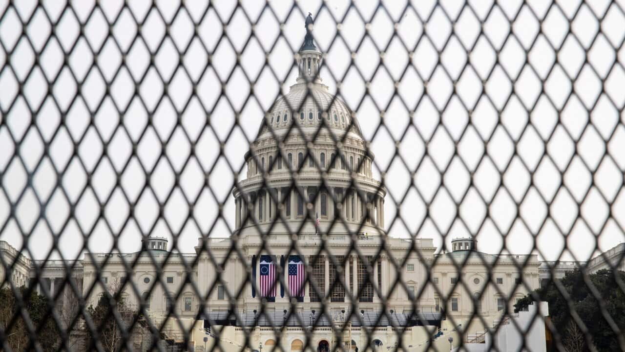 New security fencing surrounds the US Capitol in Washington, DC
