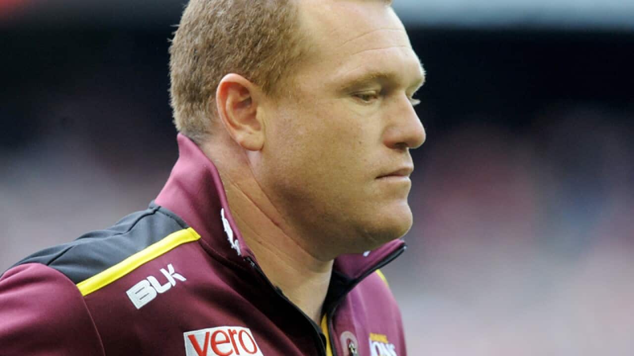 A disappointed Brisbane Lions coach Justin Leppitsch