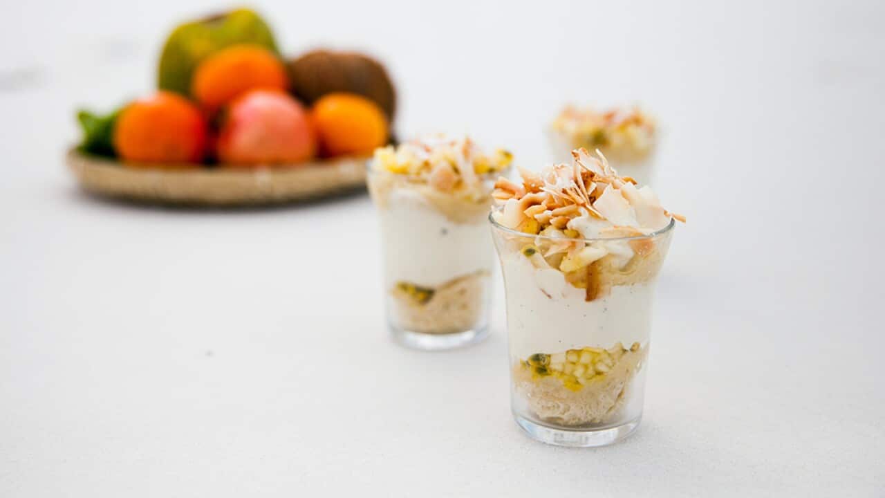 Rum and coconut mini trifles