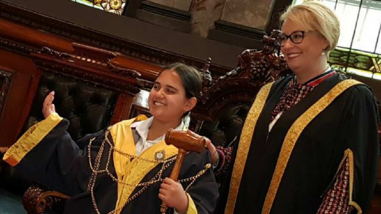 Melbourne Mayor Sally Capp and Junior Lord Mayor Chloe Amalfi