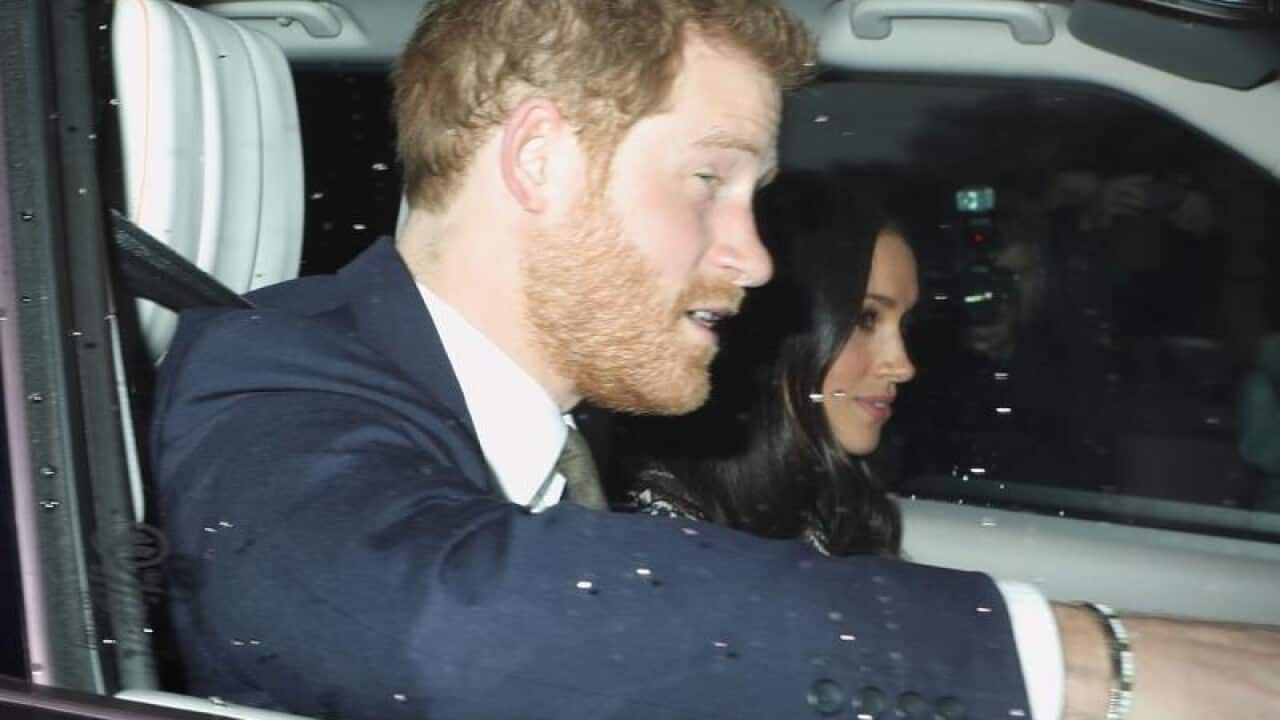 Prince Harry and Meghan Markle arrive for lunch at Buckingham Palace