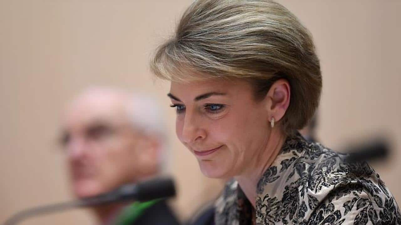 Australian Employment Minister Michaelia Cash speaks during Senate estimate hearings at Parliament House in Canberra, Thursday, October 26, 2017. (AAP Image/Lukas Coch) NO ARCHIVING