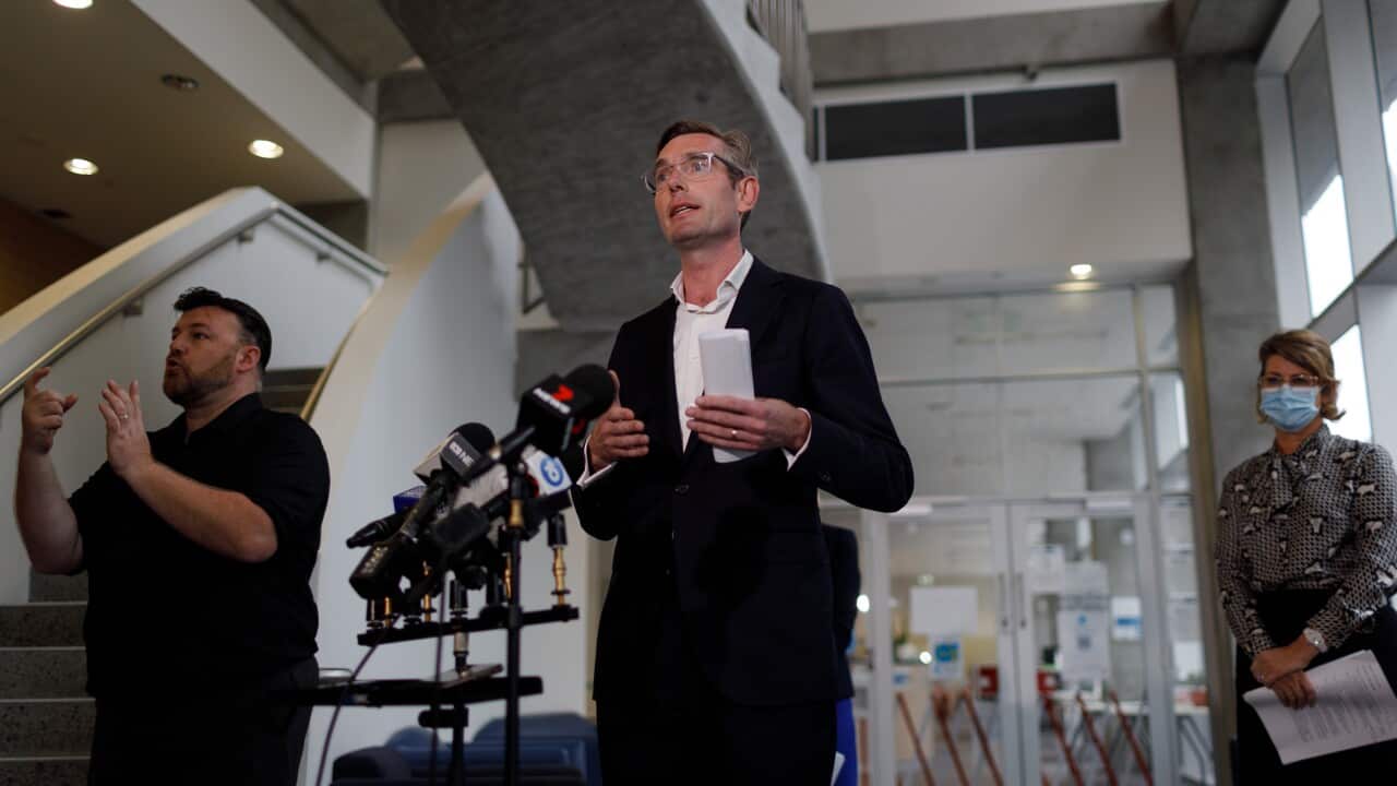 NSW Premier Dominic Perrottet speaks to the media during a press conference in Sydney