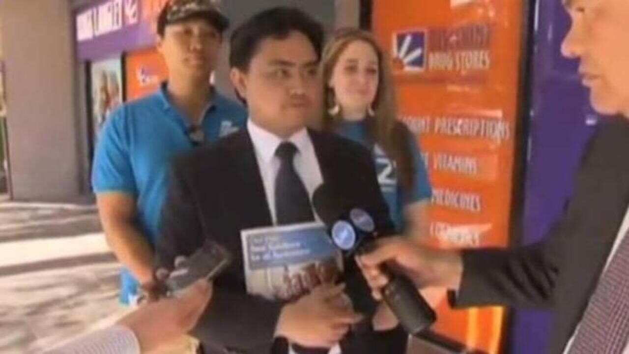 Jaymes Diaz interviewed by Ch10 reporter during the 2013 election campaign