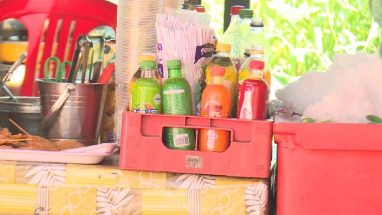 Unhealthy foods at school canteen in Cambodia