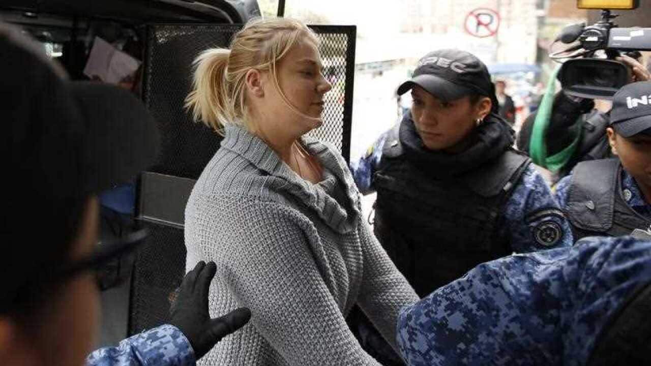 Cassandra Sainsbury, of Australia, at a court hearing in Bogota, Colombia.