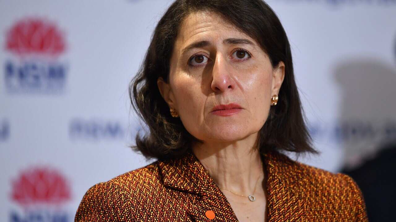 NSW Premier Gladys Berejiklian speaks to the media during a press conference in Sydney, Tuesday, August 24, 2021. (AAP Image/Joel Carrett) NO ARCHIVING