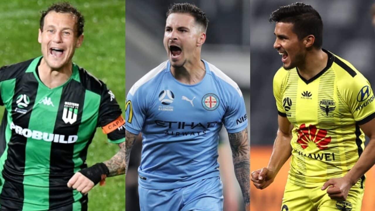 Alessandro Diamanti, Jamie Maclaren and Ulises Davila