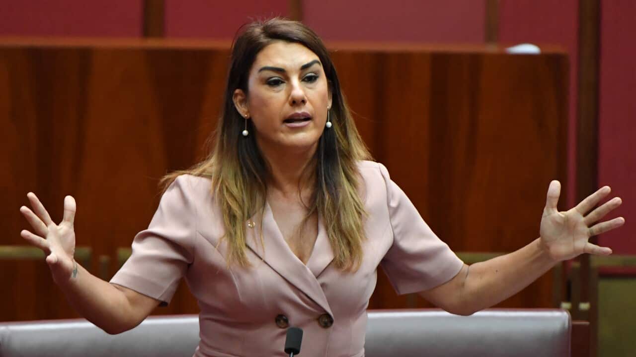 Greens Senator Lidia Thorpe in the Senate chamber at Parliament House in Canberra.