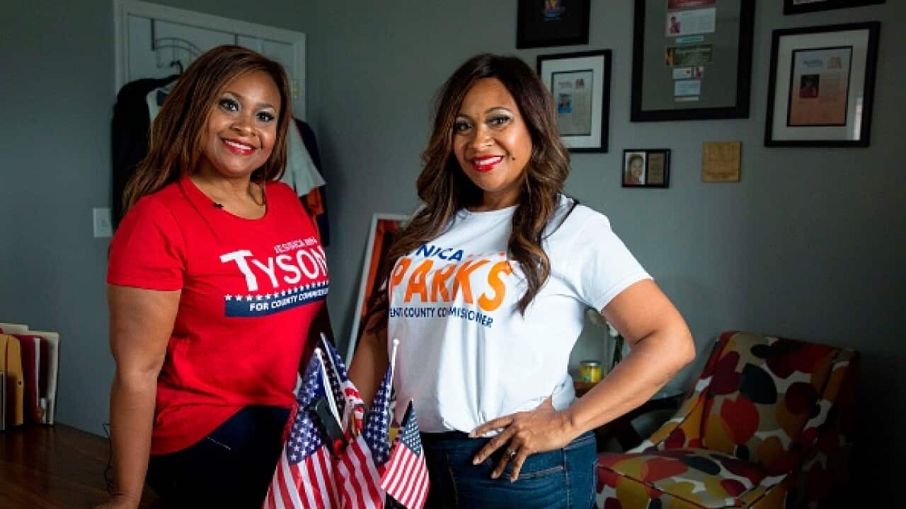 Jessica Ann Tyson and Monica Sparks are twin sisters. Monica is running as a Democrat candidate, while her sister Jessica is running as a Republican.