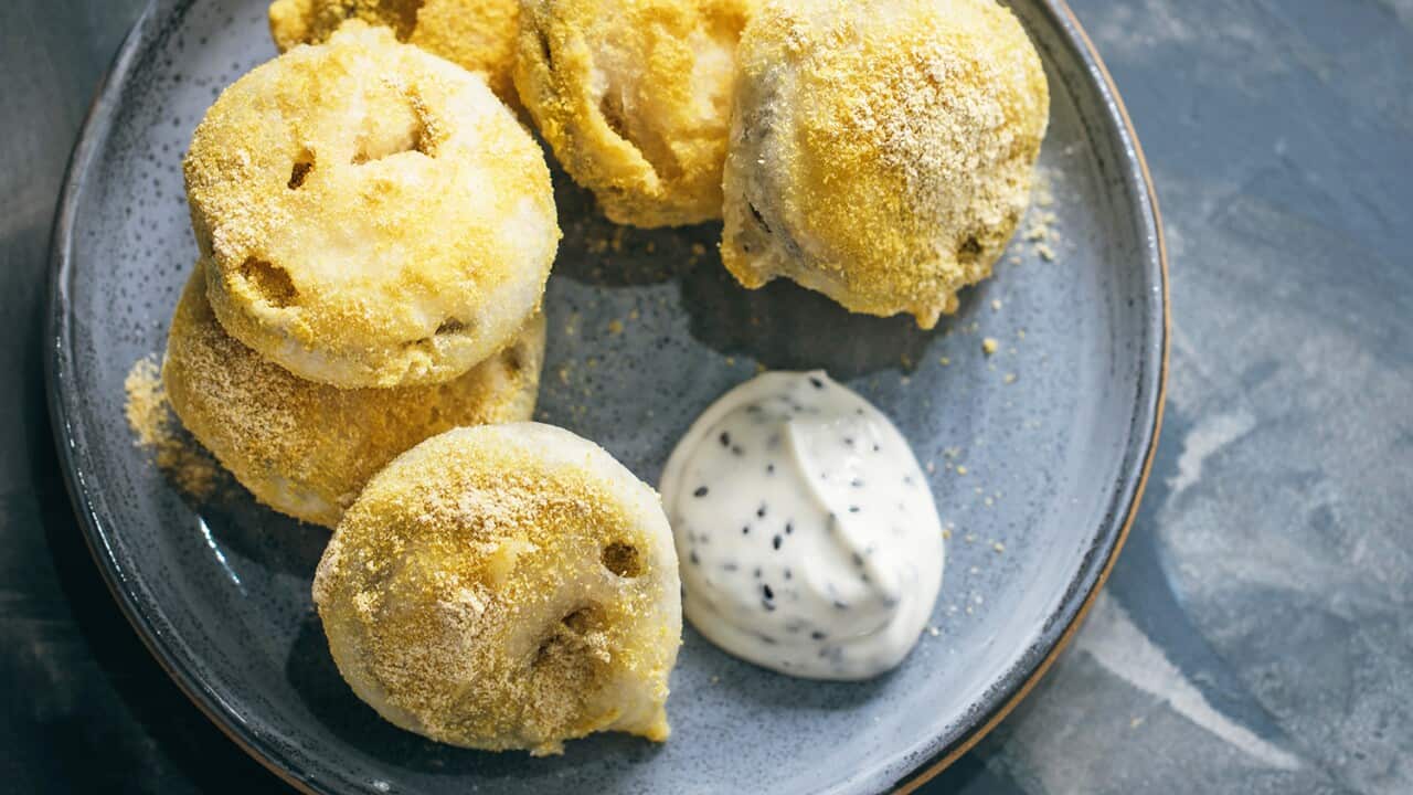 Eggplant dippers with vegan sesame mayo