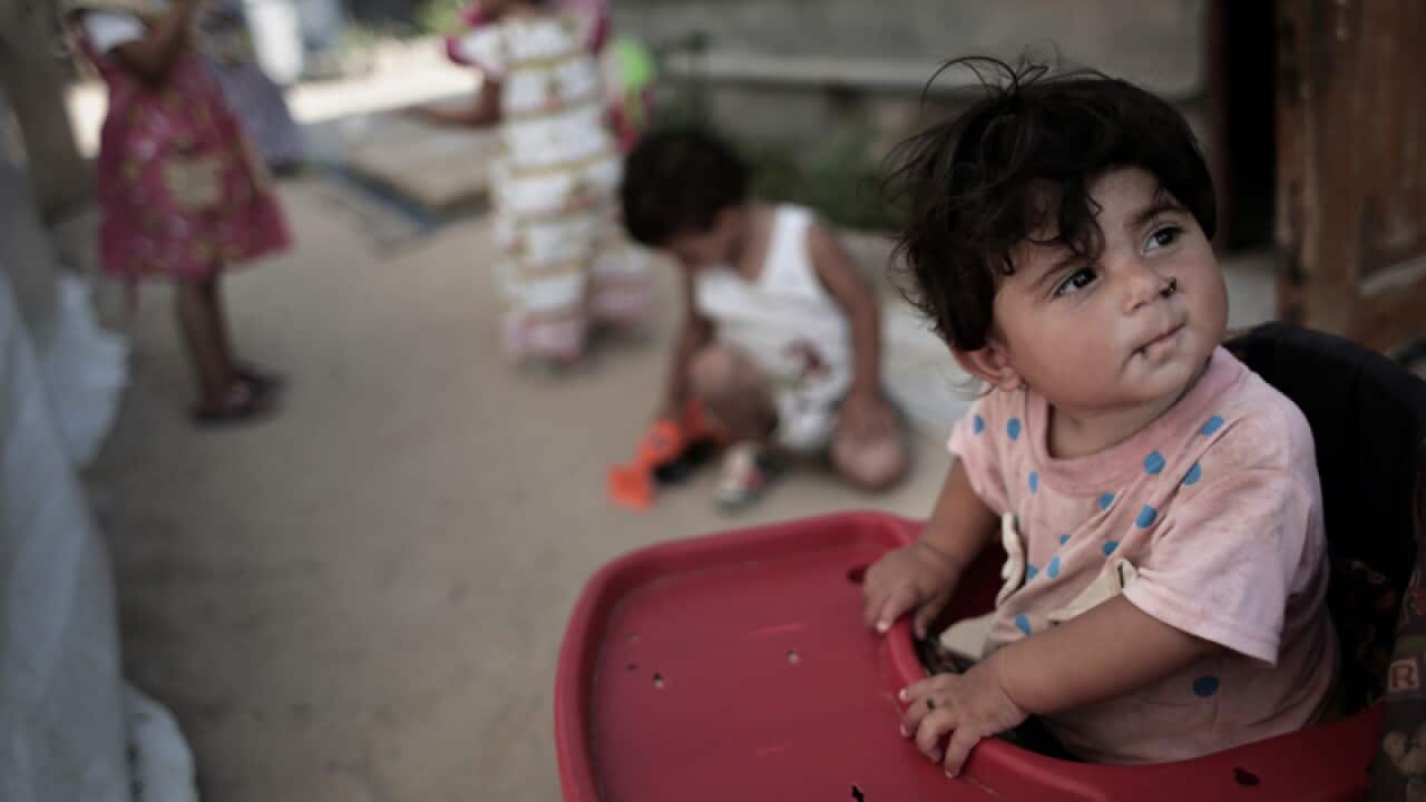 Palestinian children play in the Gaza Strip