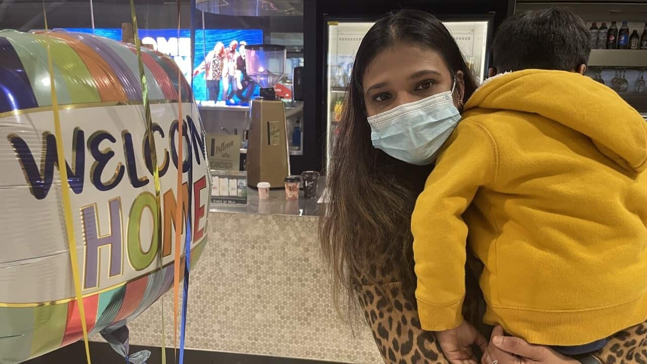 Rajshree with Nevaan at the airport