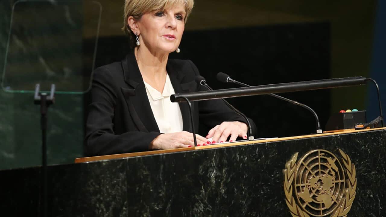 Julie Bishop delivers an address at the United Nations