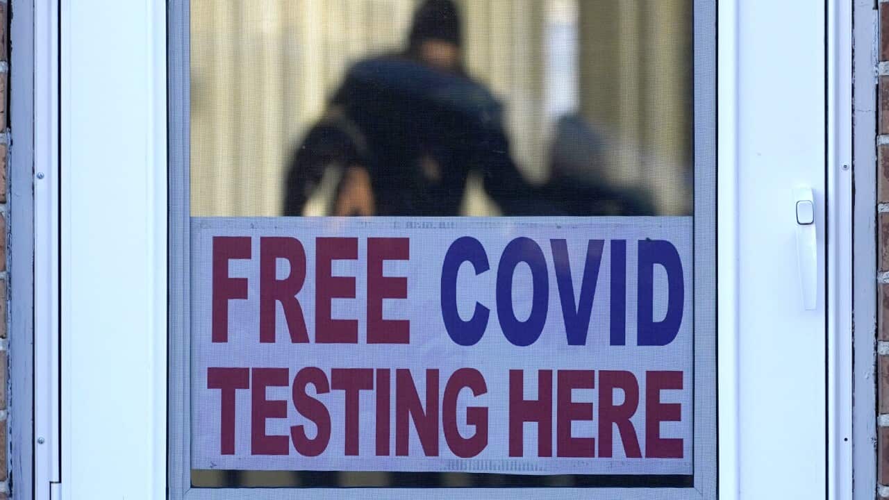 A coronavirus testing sign