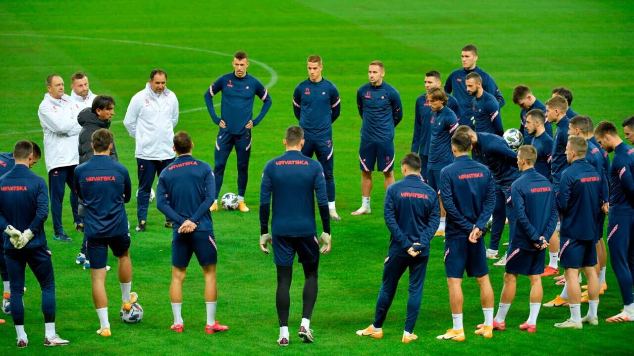 Croatia's national football team attends a training session on November 13, 2020, on the eve of the UEFA Nations League Group C football match with Sweden.