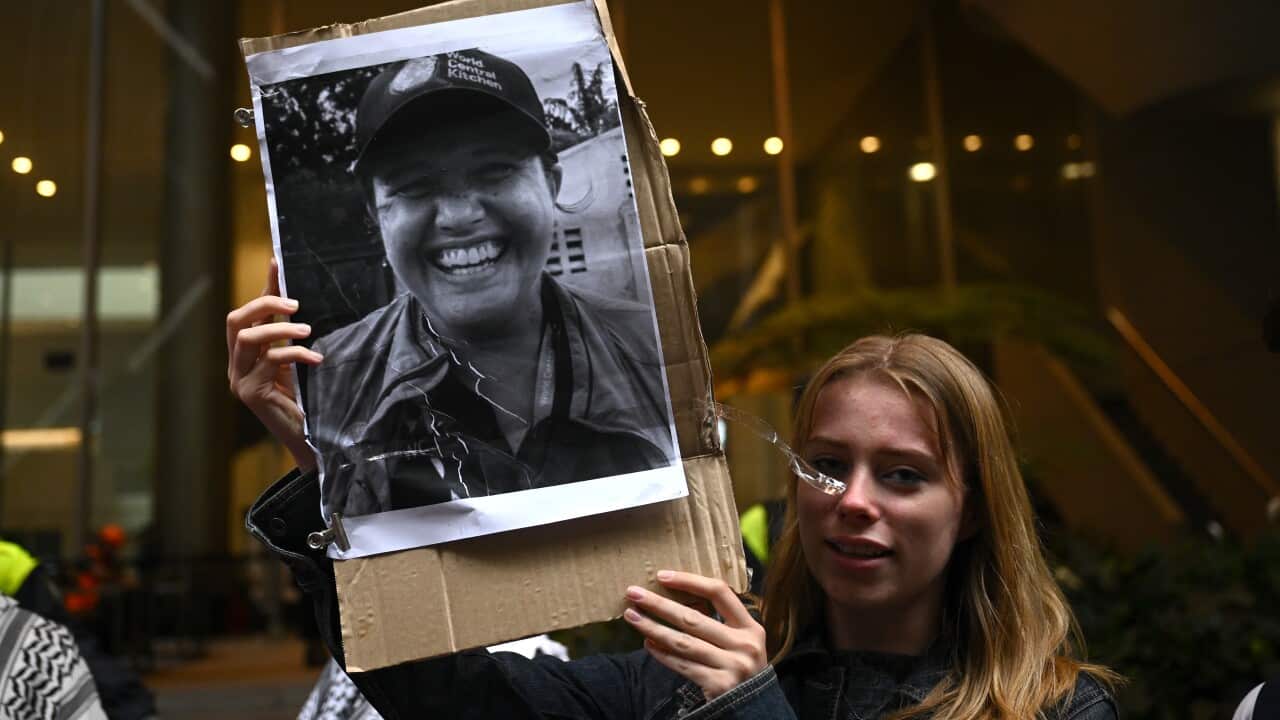 PALESTINIAN AID WORKERS PROTEST