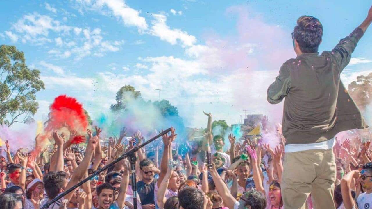 Holi celebration during the 2017 event.