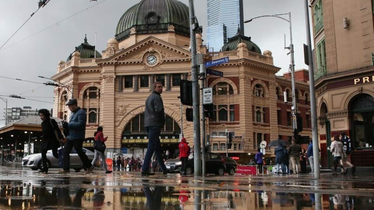 A file image of wet weather in Melbourne
