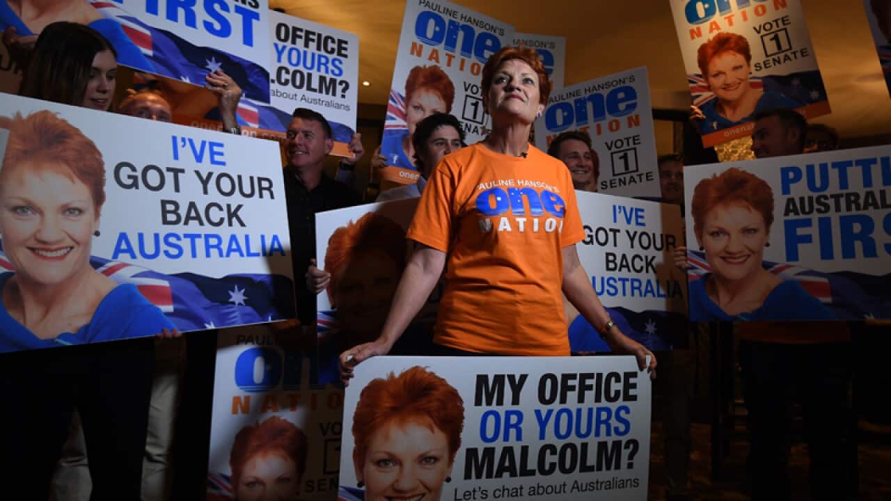 Pauline Hanson with election material