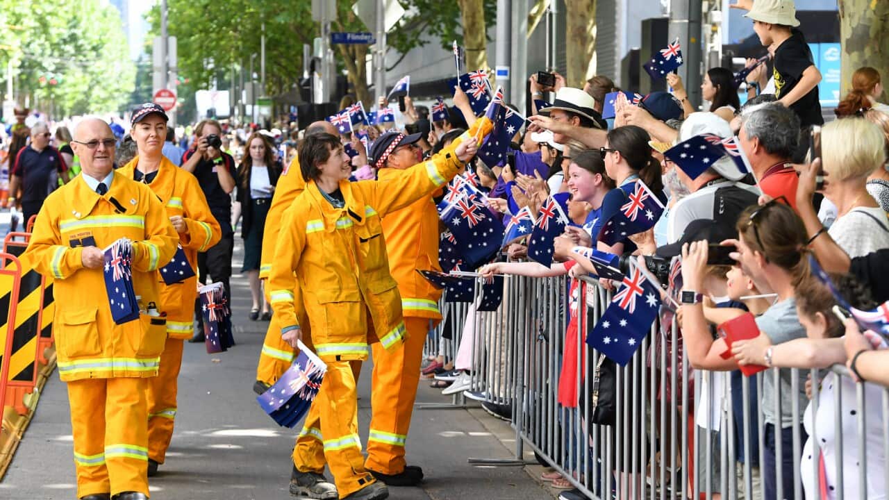 Firefighters on Australia Day in Melbourne.