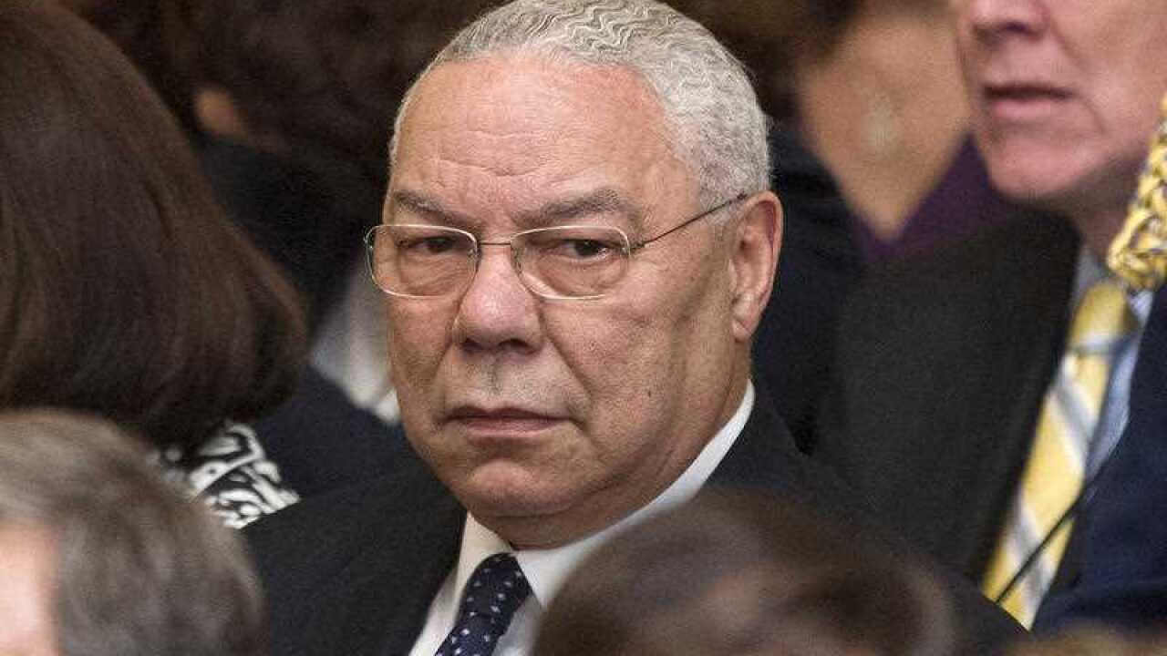Former Secretary of State Colin Powell is seen in the East Room of the White House in Washington.