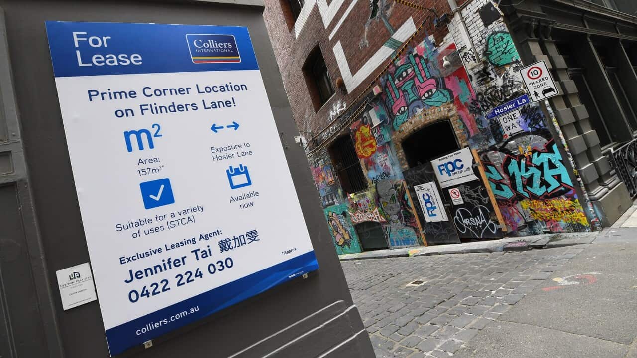 General view of for lease sign in Melbourne