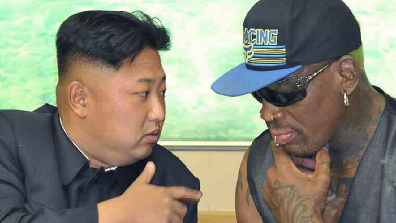 Dennis Rodman (R) and Kim Jong Un (L)