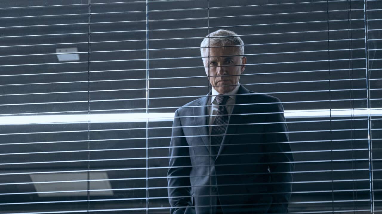 Christoph Waltz as Regus Patoff in The Consultant.