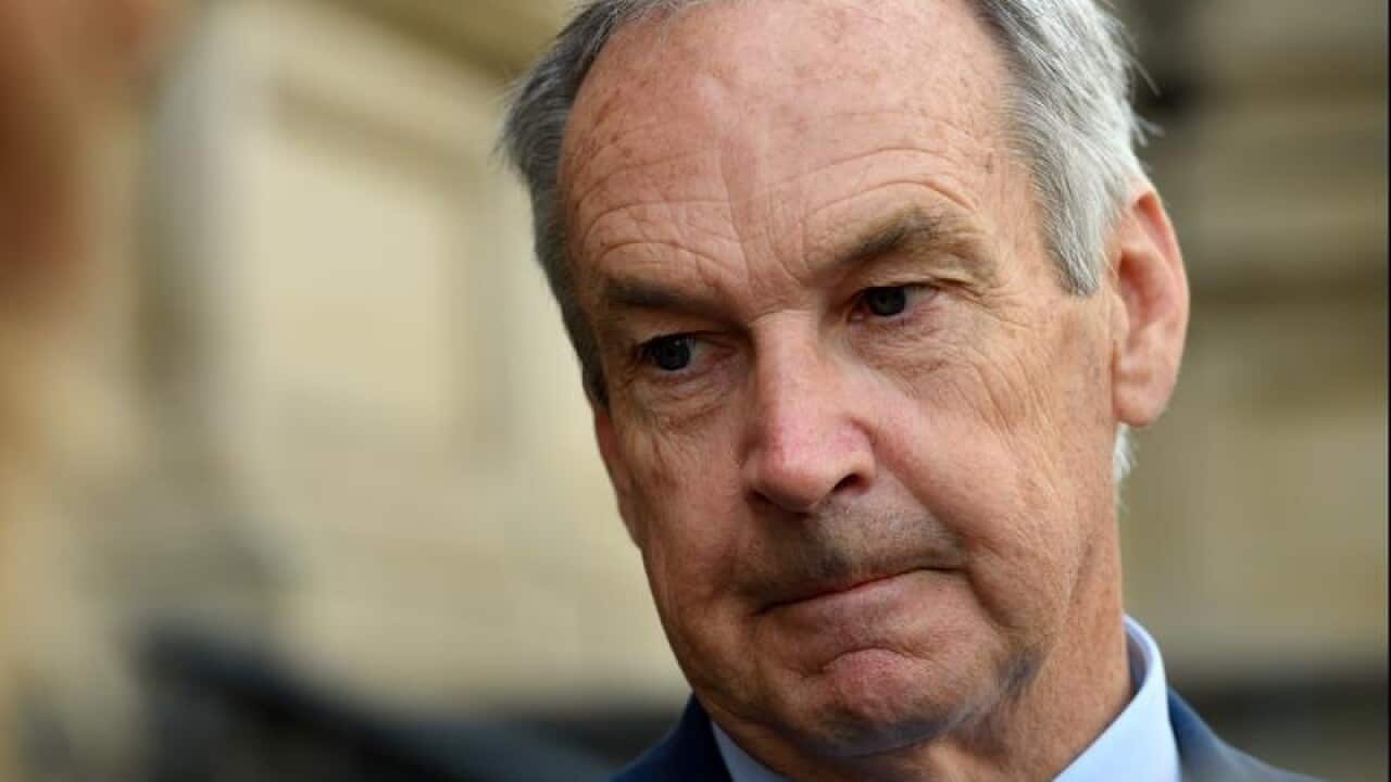 Independent MP James Purcell arrives at at Victorian Parliament.