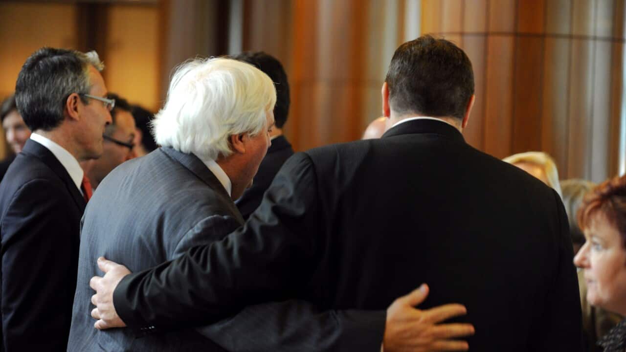 Palmer United Party leader Clive Palmer and former PUP senator Glenn Lazarus