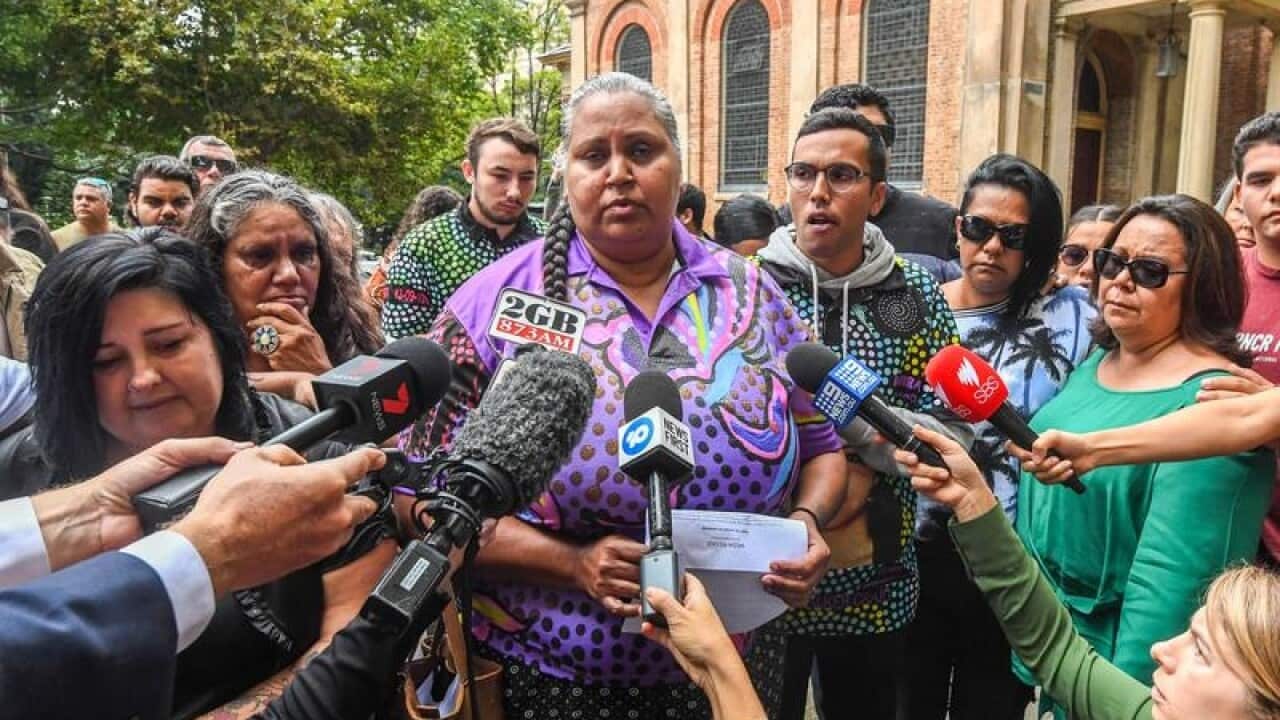 Michelle Jarrett (centre), aunty of Evelyn Greenup