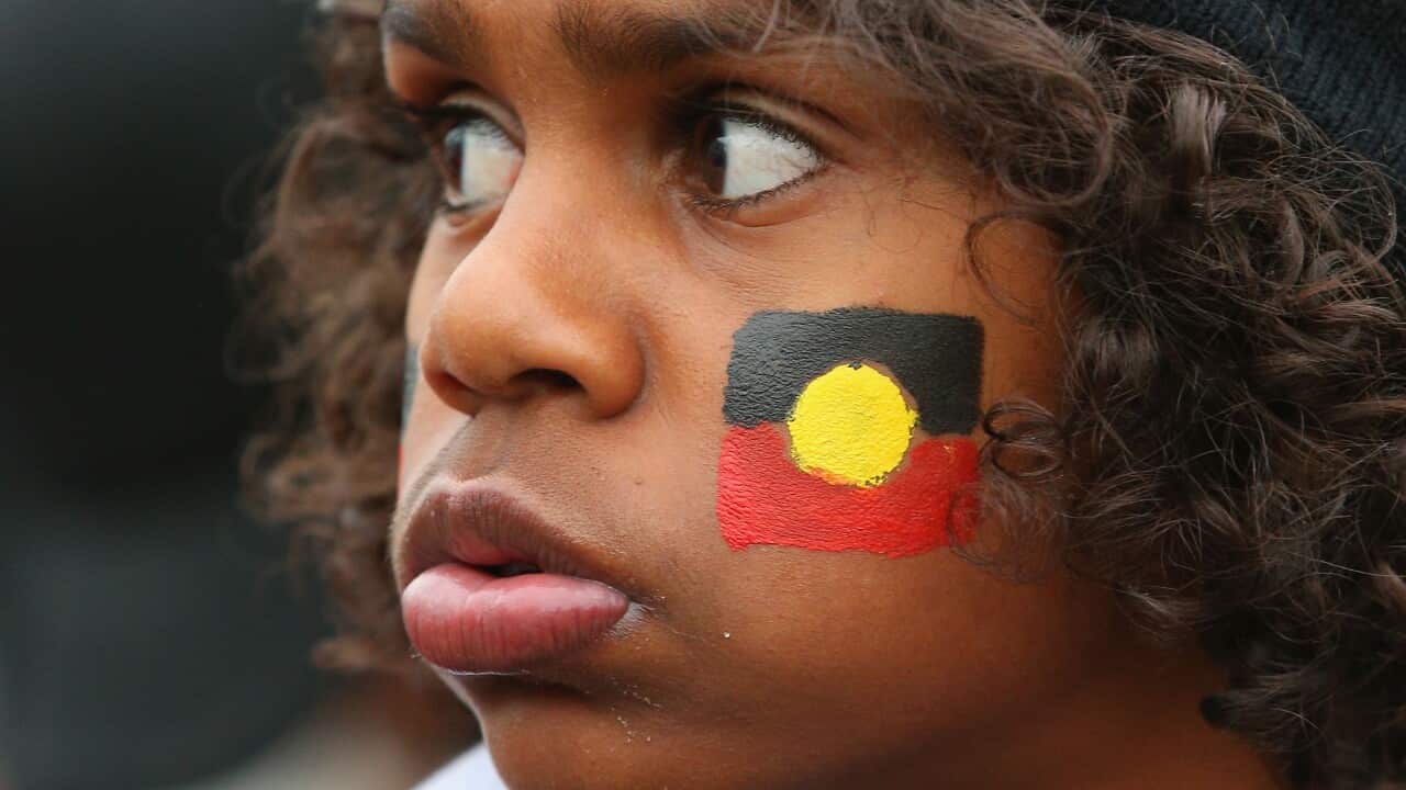 A young fan at the AFL Indigenous round.