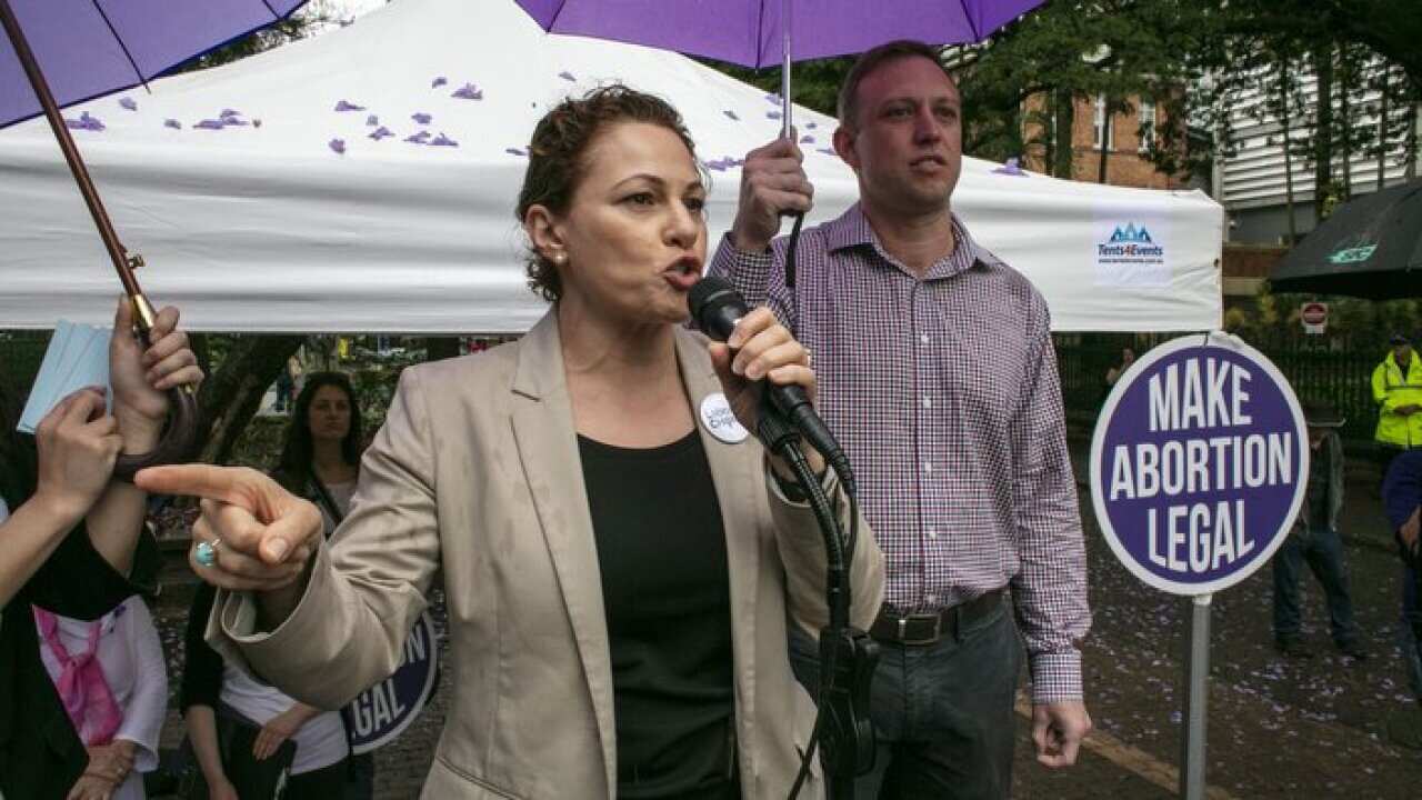 Qld MPs Jackie Trad and Steven Miles at a Choice rally in Brisbane ahead of proposed changes to Queenslands abortion laws Brisbane