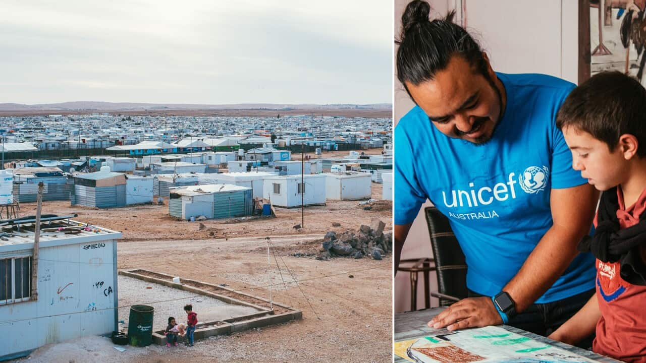 Adam Liaw at Jordan's Zaatari Refugee Camp. 
