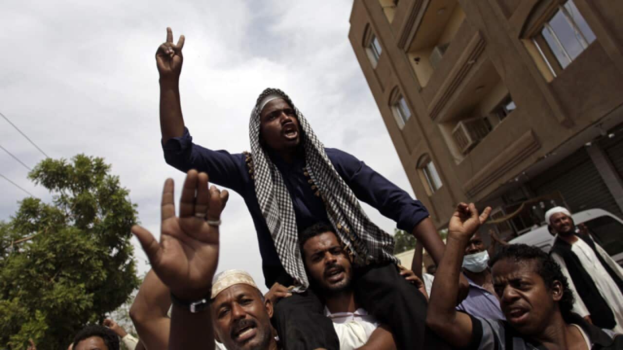 Sudanese anti-government protesters in northern Khartoum