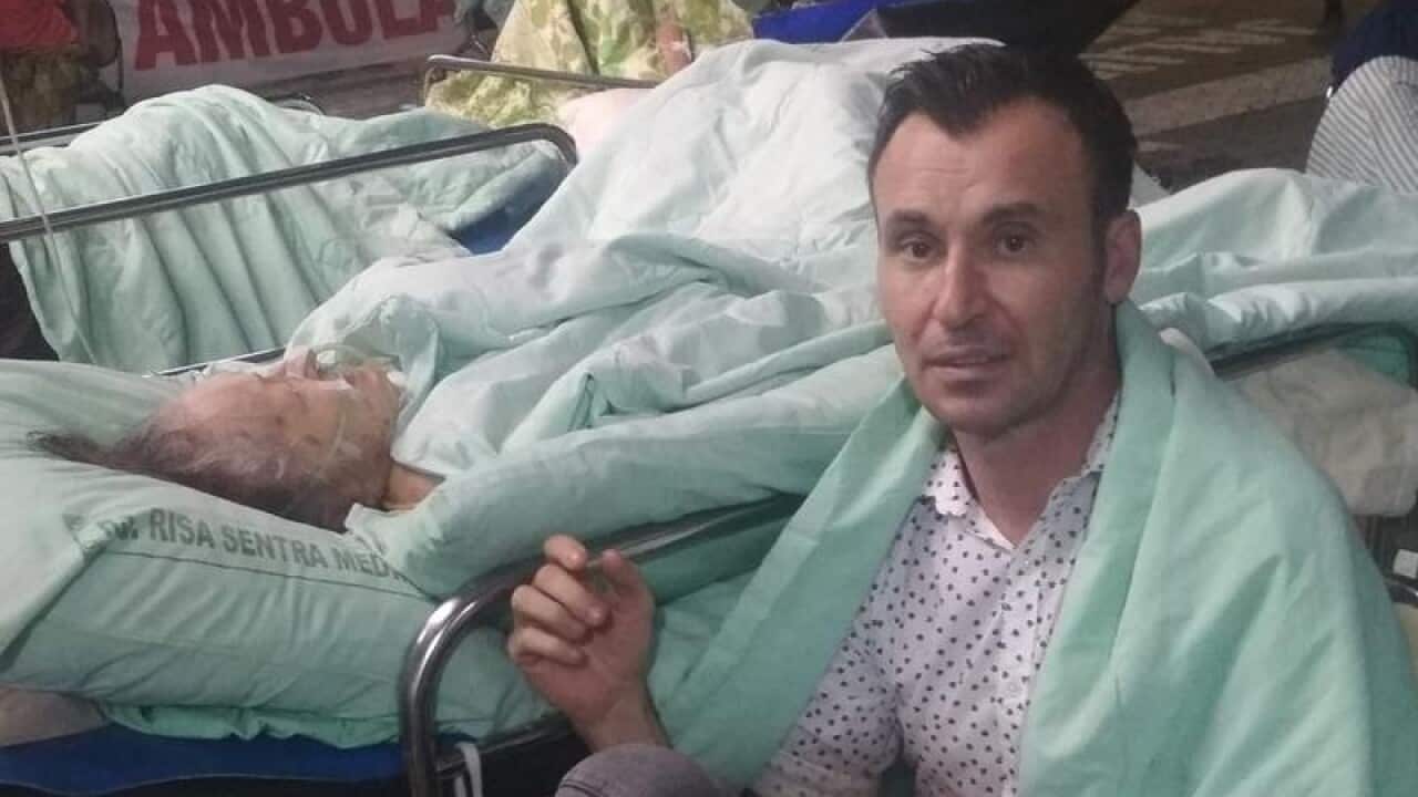 Australian Jon-Paul Kennedy with his mother in Mataram, Indonesia.