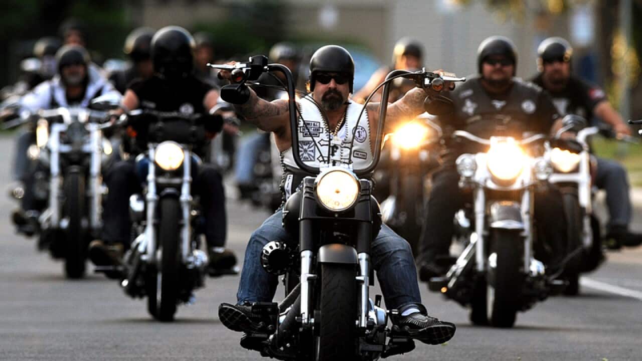 Members of a motorcycle gang during their national run