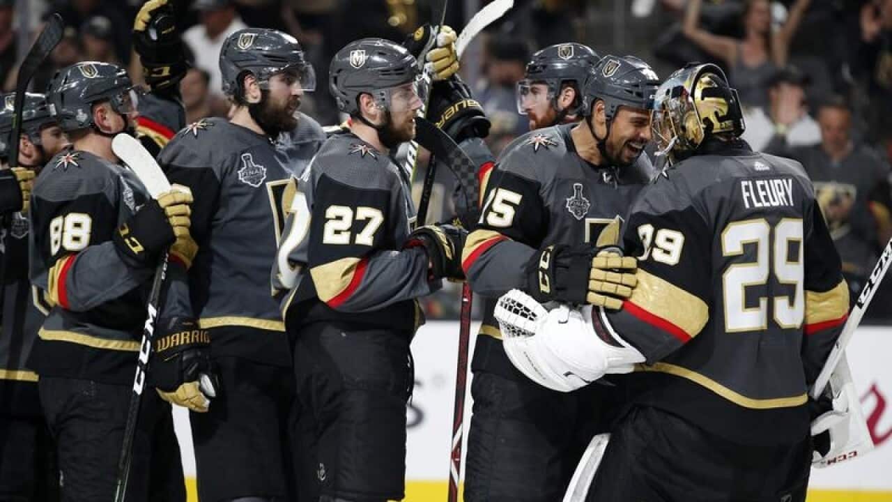 Vegas Golden Knights players celebrate